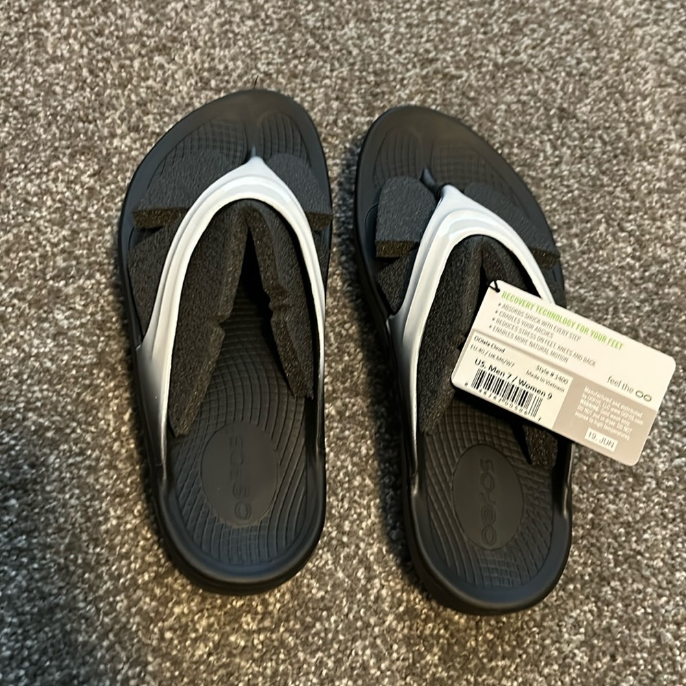 OOFOS OOlala Cloud Sport Sandal - black white ombré